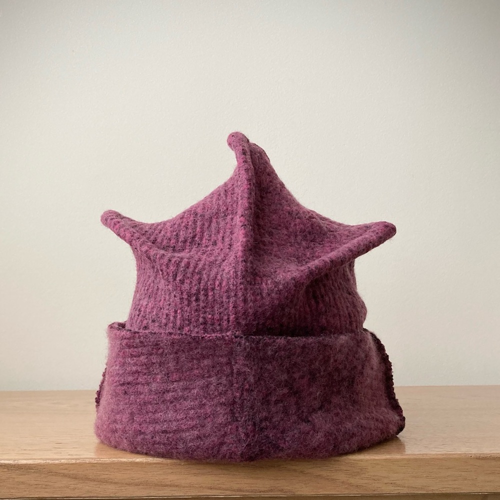 joodito origami crown wool sweater hat bucket beanie cloche ribbed red purple